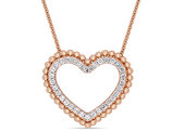 1/2 Carat (ctw I1-I2) Diamond Heart Pendant Necklace in 14K Rose Pink Gold with Chain
